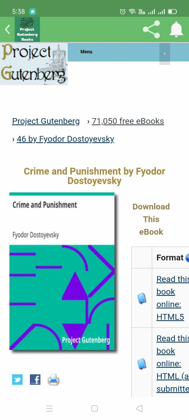 Project Gutenberg screenshot