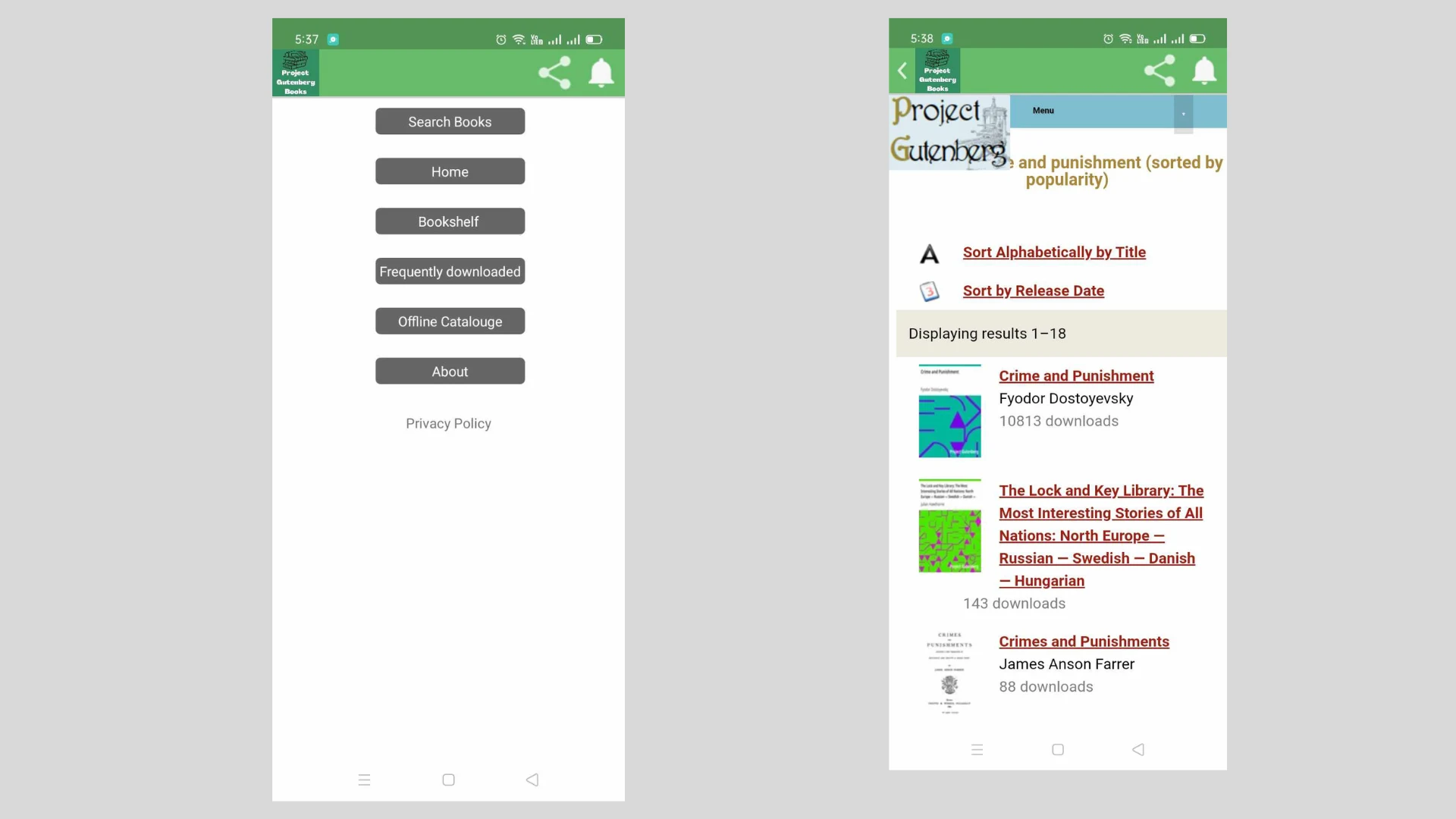 Project Gutenberg screenshot